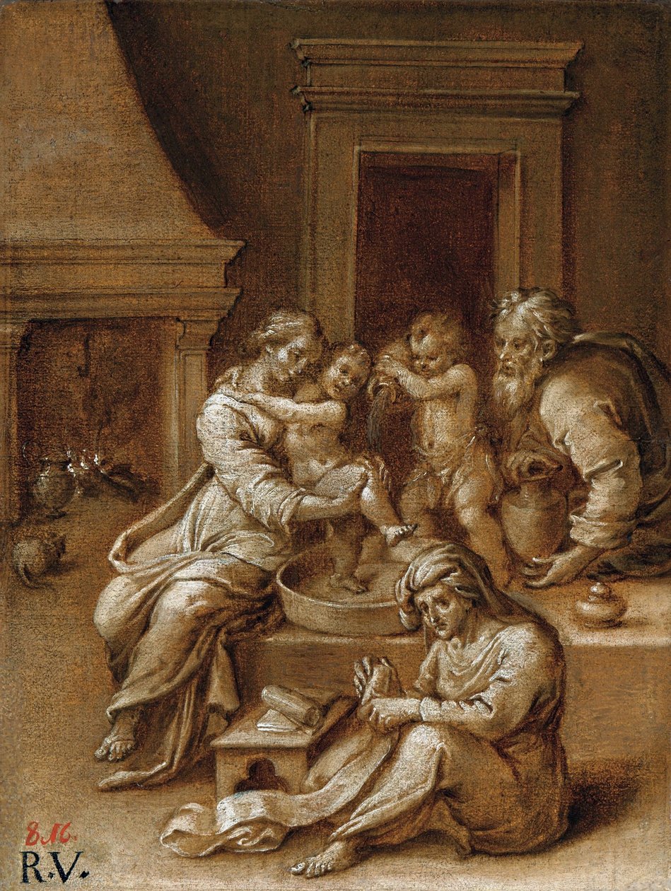 Koupel dítěte Ježíše. od Raffaello Sanzio Raphael