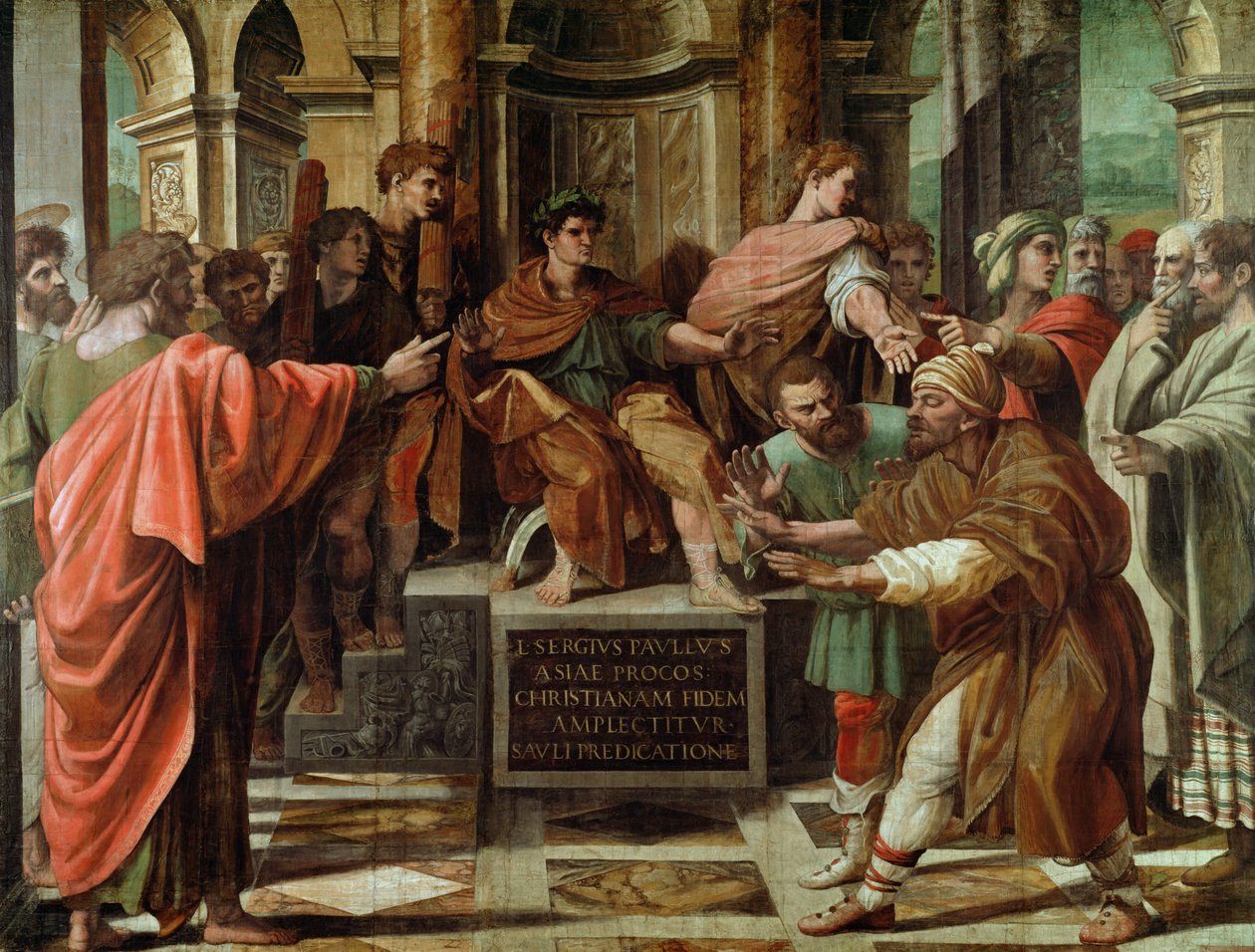 Oslepení Elymas (karikatura pro Sixtinskou kapli) (PŘED RESTAURACE) od Raffaello Sanzio Raphael
