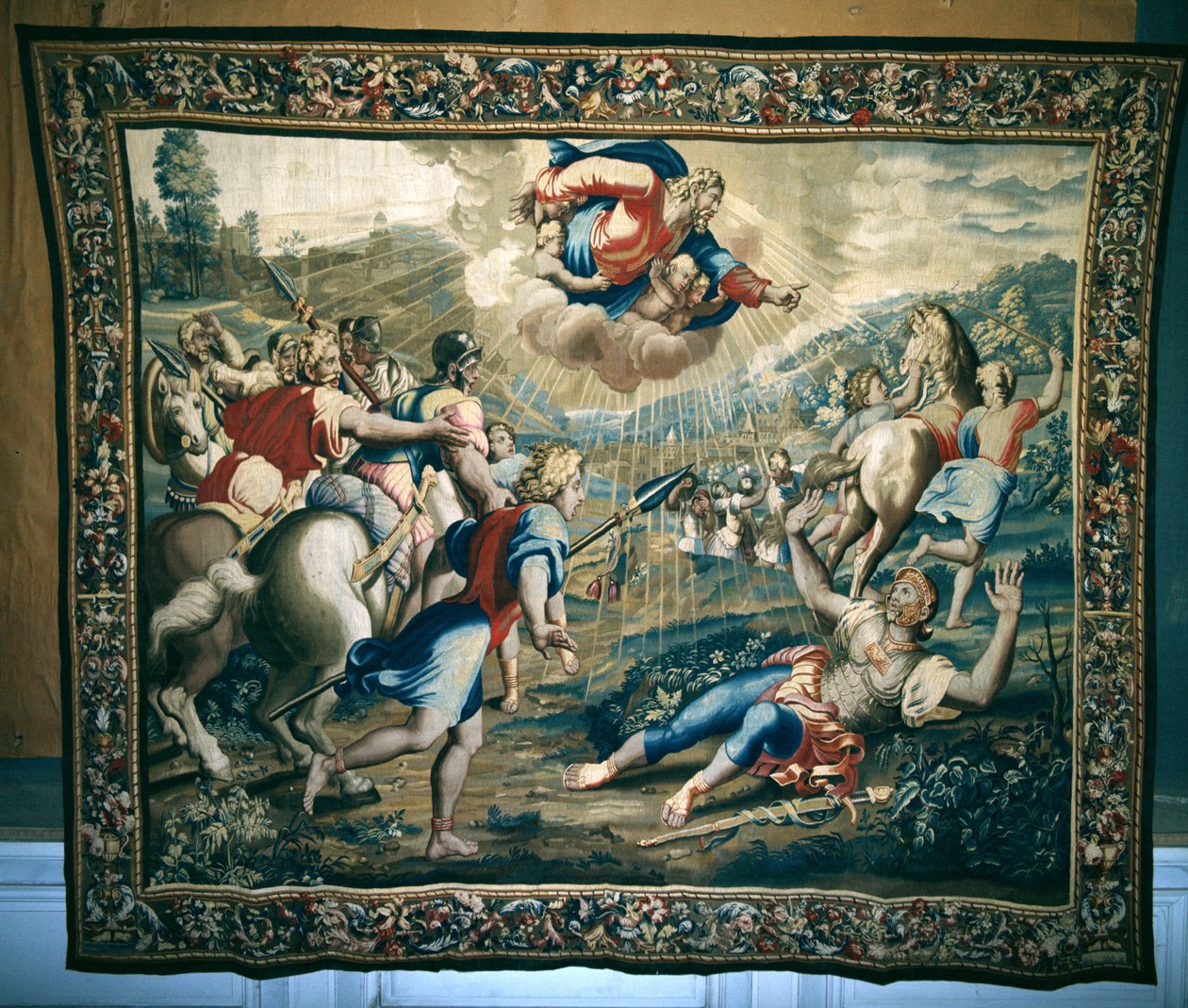 Obrácení sv. Pavla ze série zobrazující Skutky apoštolů, tkané v dílně v Beauvais pod vedením Philippa Behagla (1641-1705) 1695-98 (vlněná tapisérie) od Raffaello Sanzio Raphael