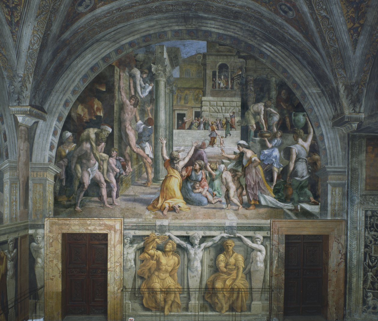Oheň v Borgu, Ohnivá místnost v Borgu, 1514 od Raffaello Sanzio Raphael