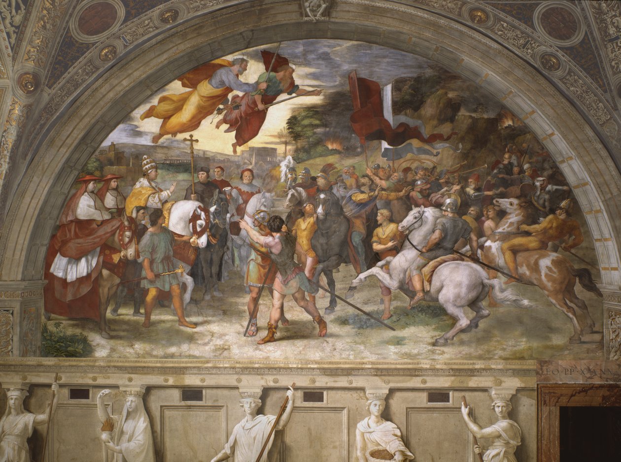 Setkání Lva Velikého s Attilou, Stanza di Eliodoro, 1514 od Raffaello Sanzio Raphael