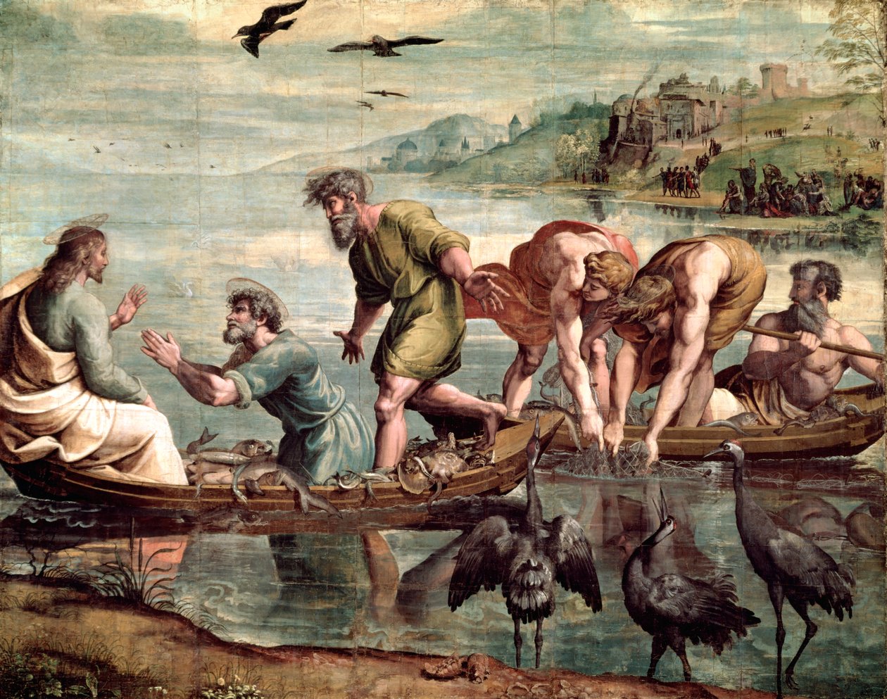 Zázračný návrh ryb (karikatura pro Sixtinskou kapli) (PŘED RESTAURACE) od Raffaello Sanzio Raphael