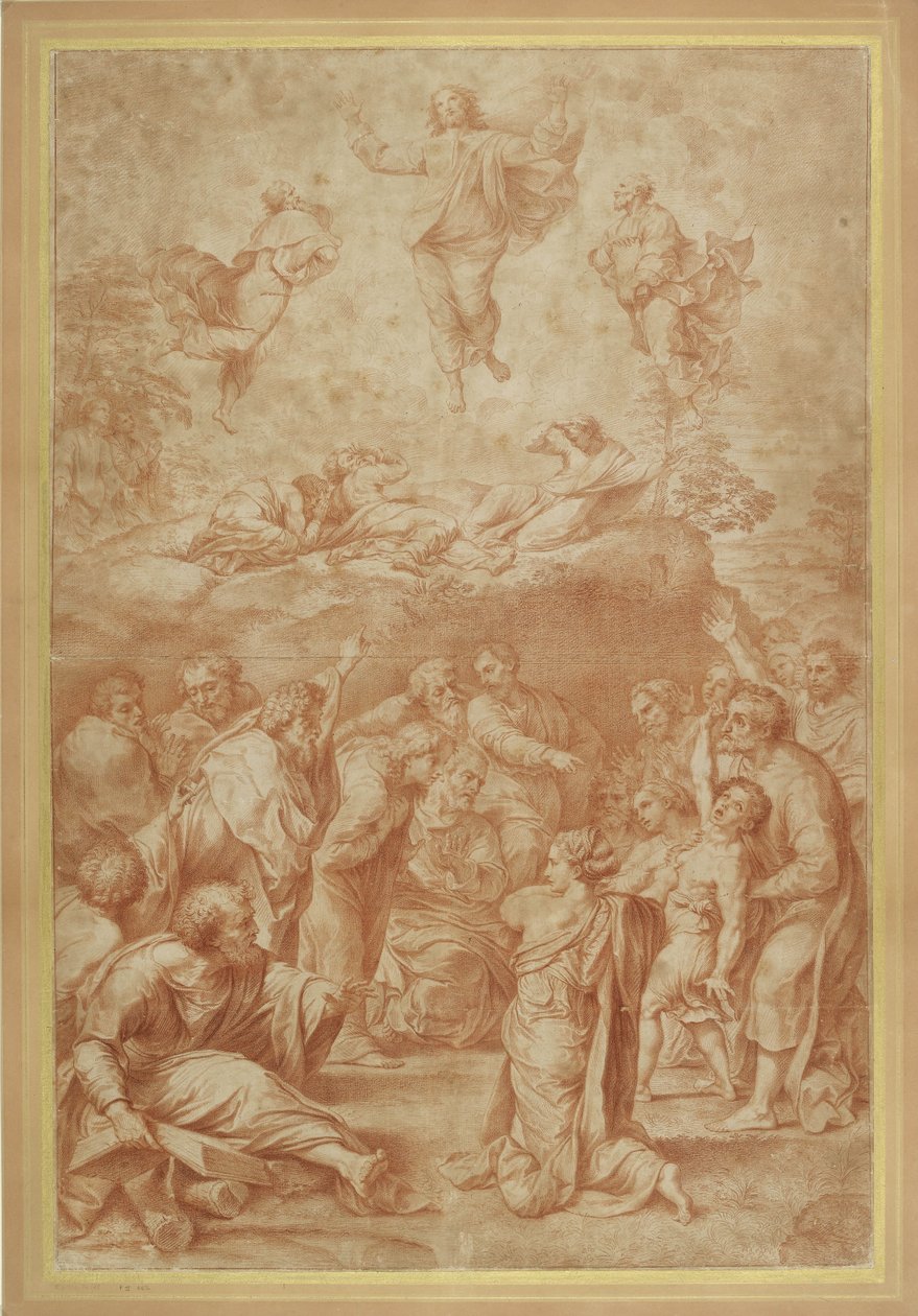 Proměnění Krista (červená křída na papíře) od Raffaello Sanzio Raphael