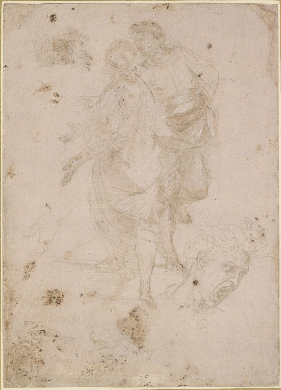 Dva muži konverzují na Letu kroků a hlava křičí, WA1846.191 od Raffaello Sanzio Raphael
