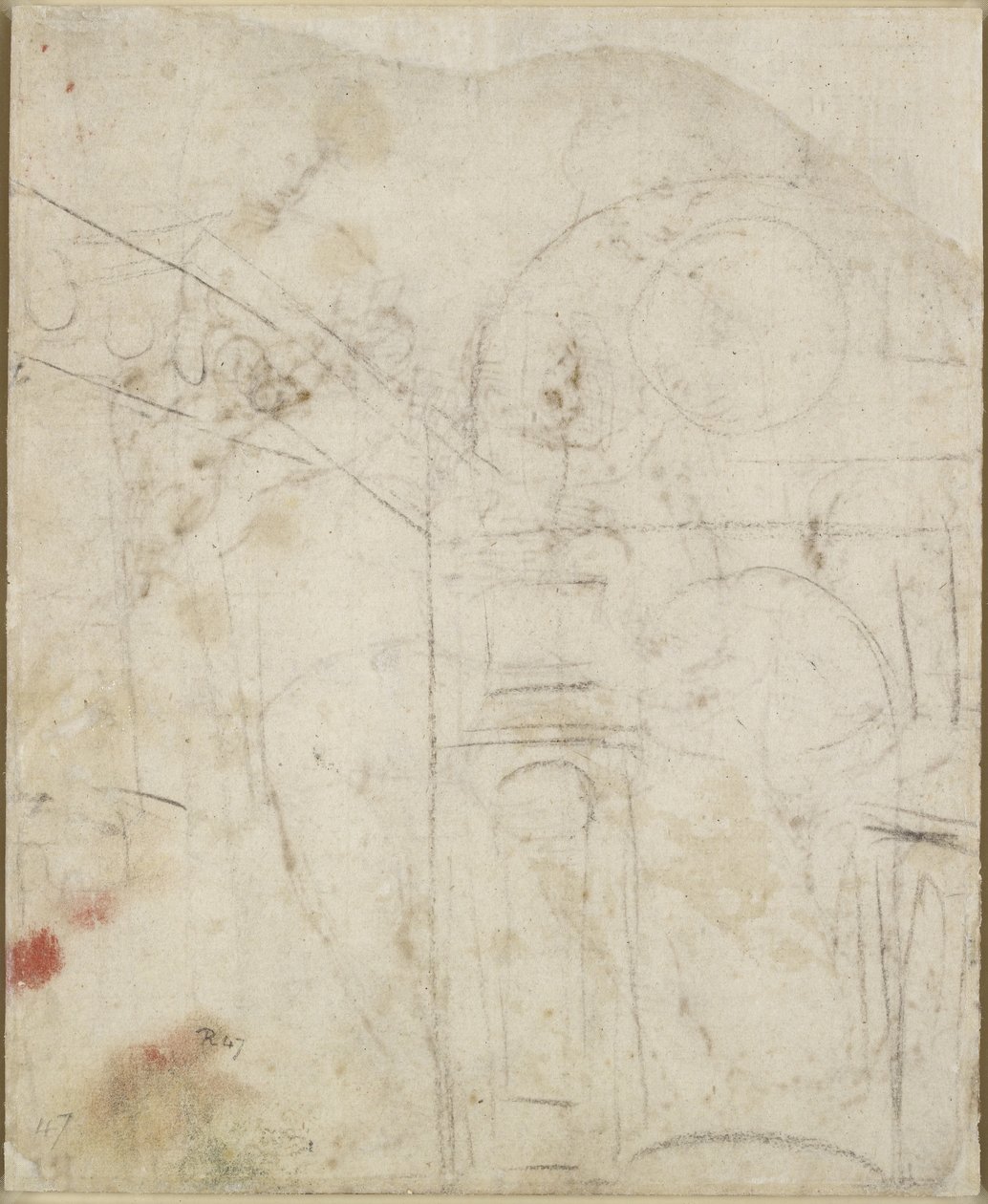 Verso: Architektonický detail výklenku, WA1846.159 od Raffaello Sanzio Raphael