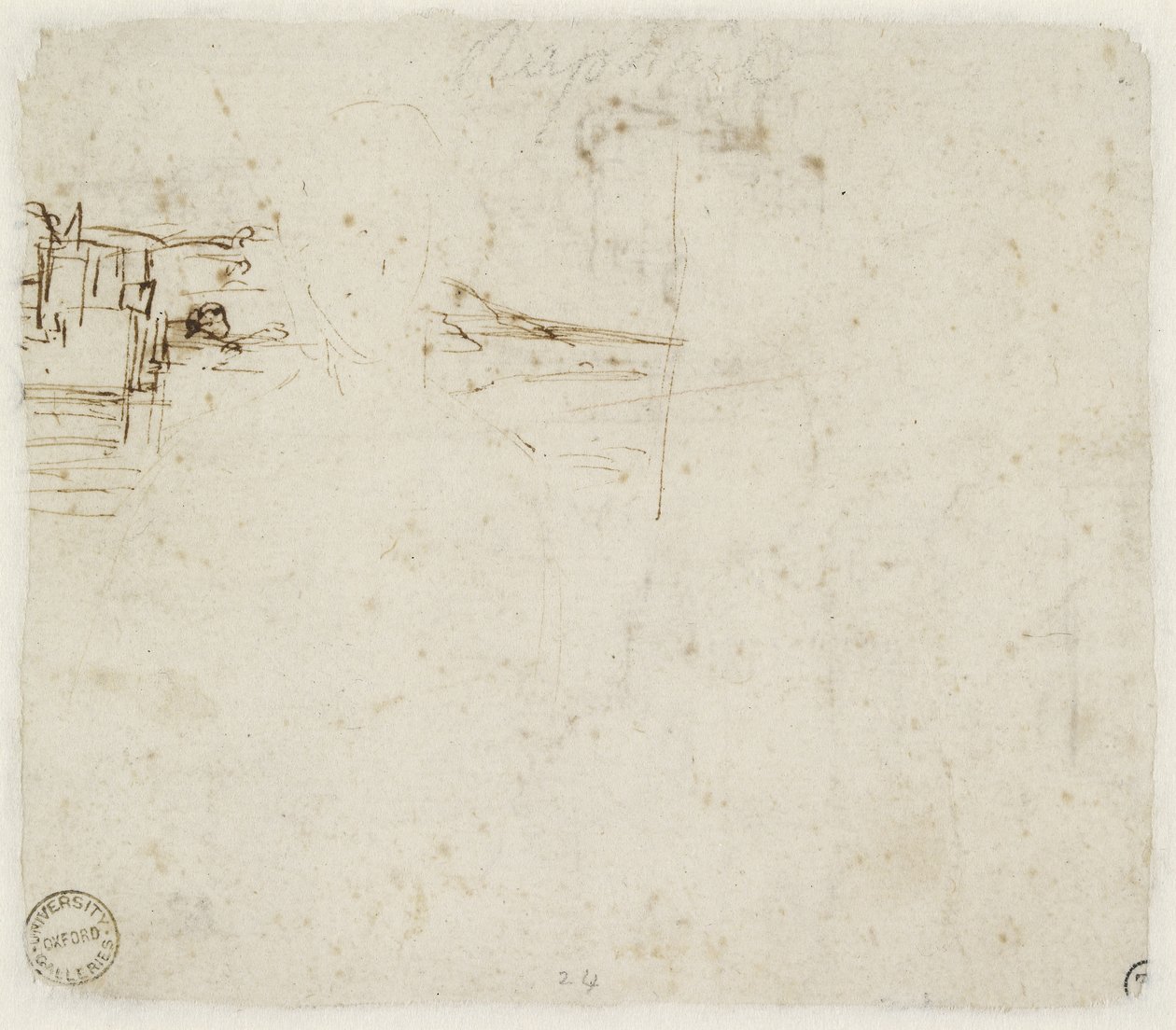 Verso: Skica krajiny s krátkou studií hlavy Panny Marie otočené doleva, WA1846.152b od Raffaello Sanzio Raphael