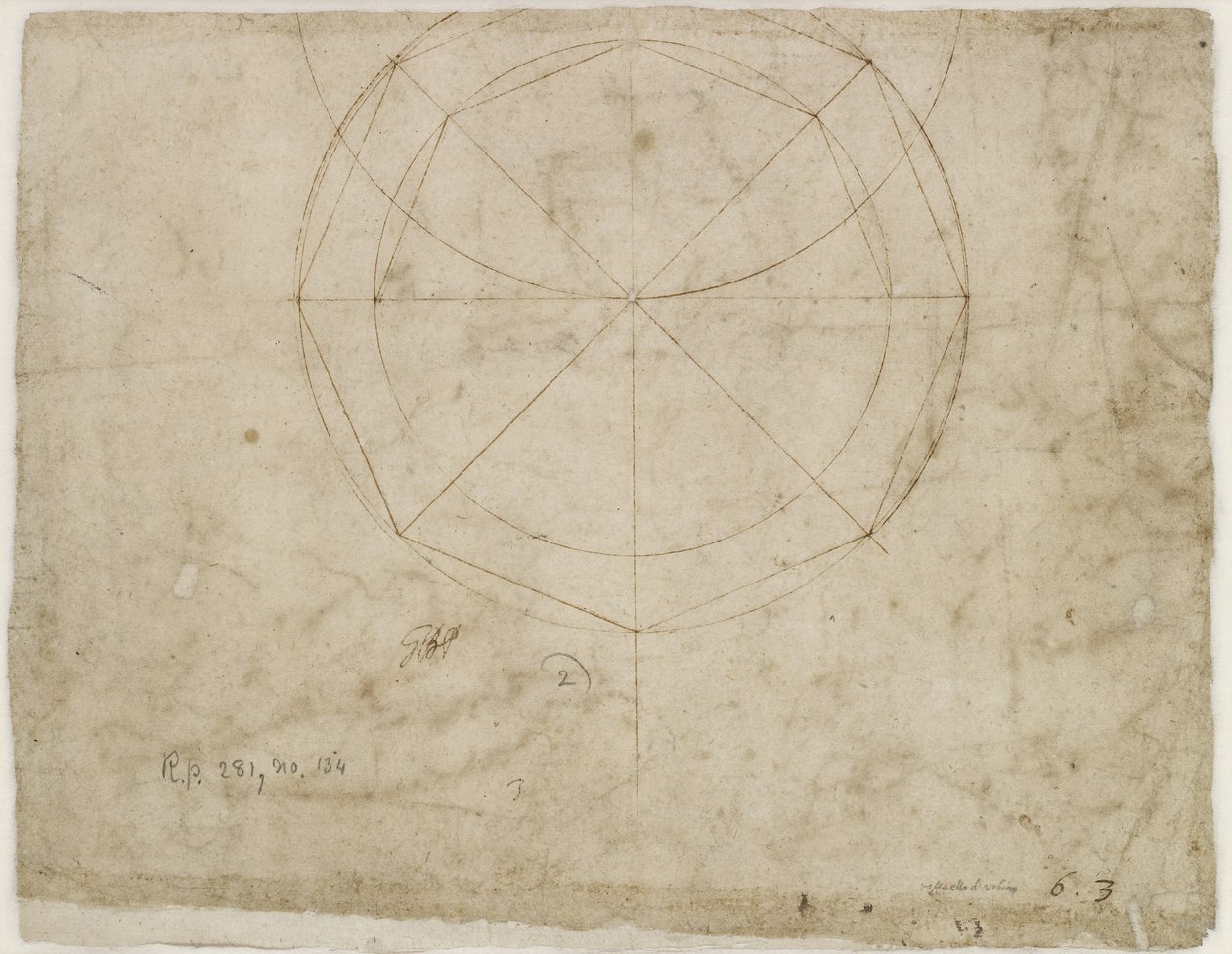 Verso: Sférický geometrický design, WA1846.199 od Raffaello Sanzio Raphael