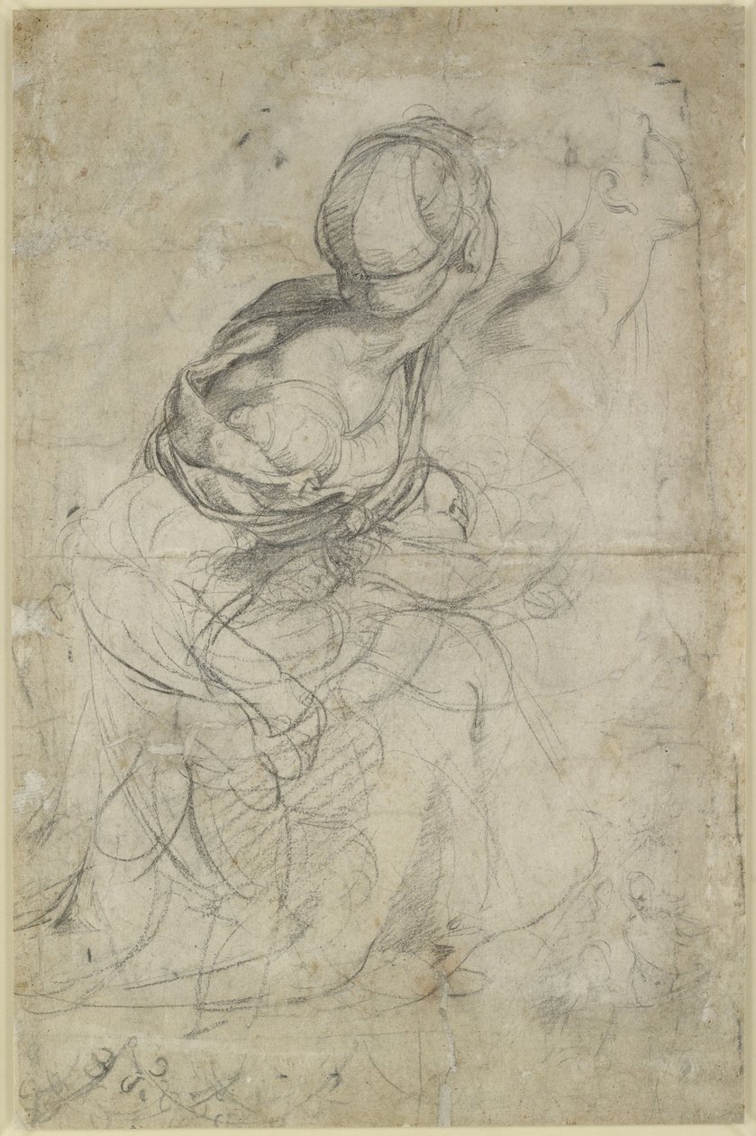 Verso: Studie pro dvě klečící ženy, WA1846.198 od Raffaello Sanzio Raphael