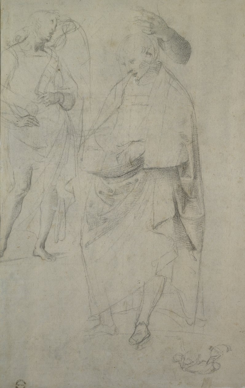 Verso: Studie anděla a stojícího muže, WA1846.148 od Raffaello Sanzio Raphael