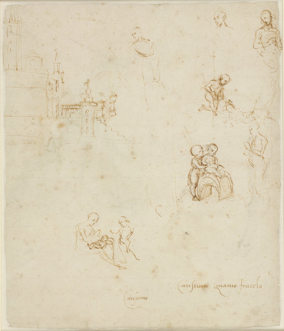 Verso: Různé figurální studie, WA1846.145 od Raffaello Sanzio Raphael