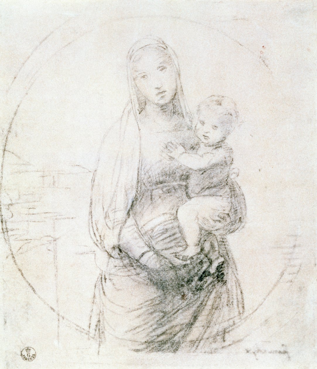 Studie Madony s dítětem (křída) od Raffaello Sanzio Raphael