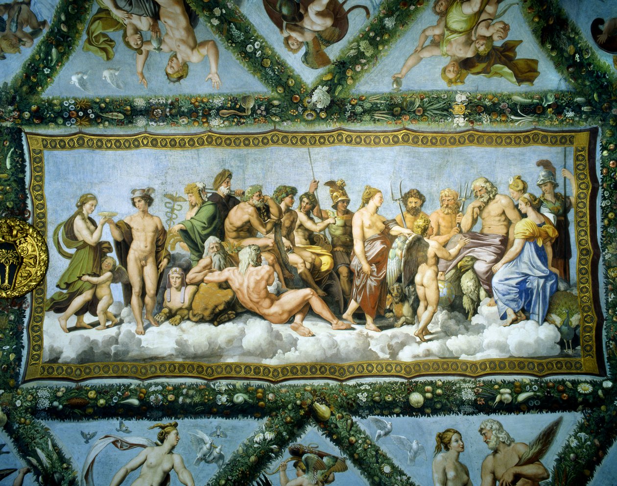 Rada bohů, detail z lodžie Cupida a Psyché, 1518 od School of Raphael