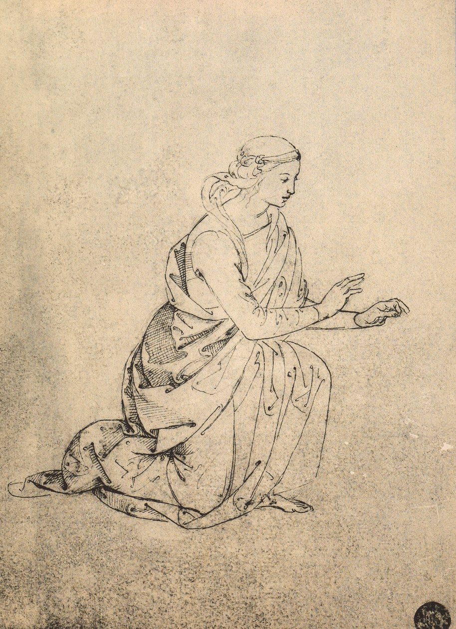 Ženská postava klečící; kresba od Raphaela. Gallerie dellAccademia, Benátky od Raffaello Sanzio Raphael