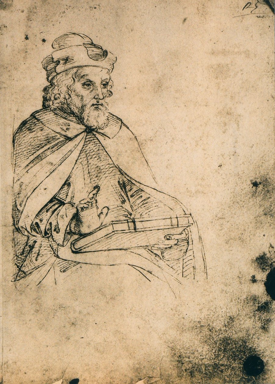 Ženská postava s knihou; kresba Raphaela v Gallerie dellAccademia v Benátkách od Raffaello Sanzio Raphael