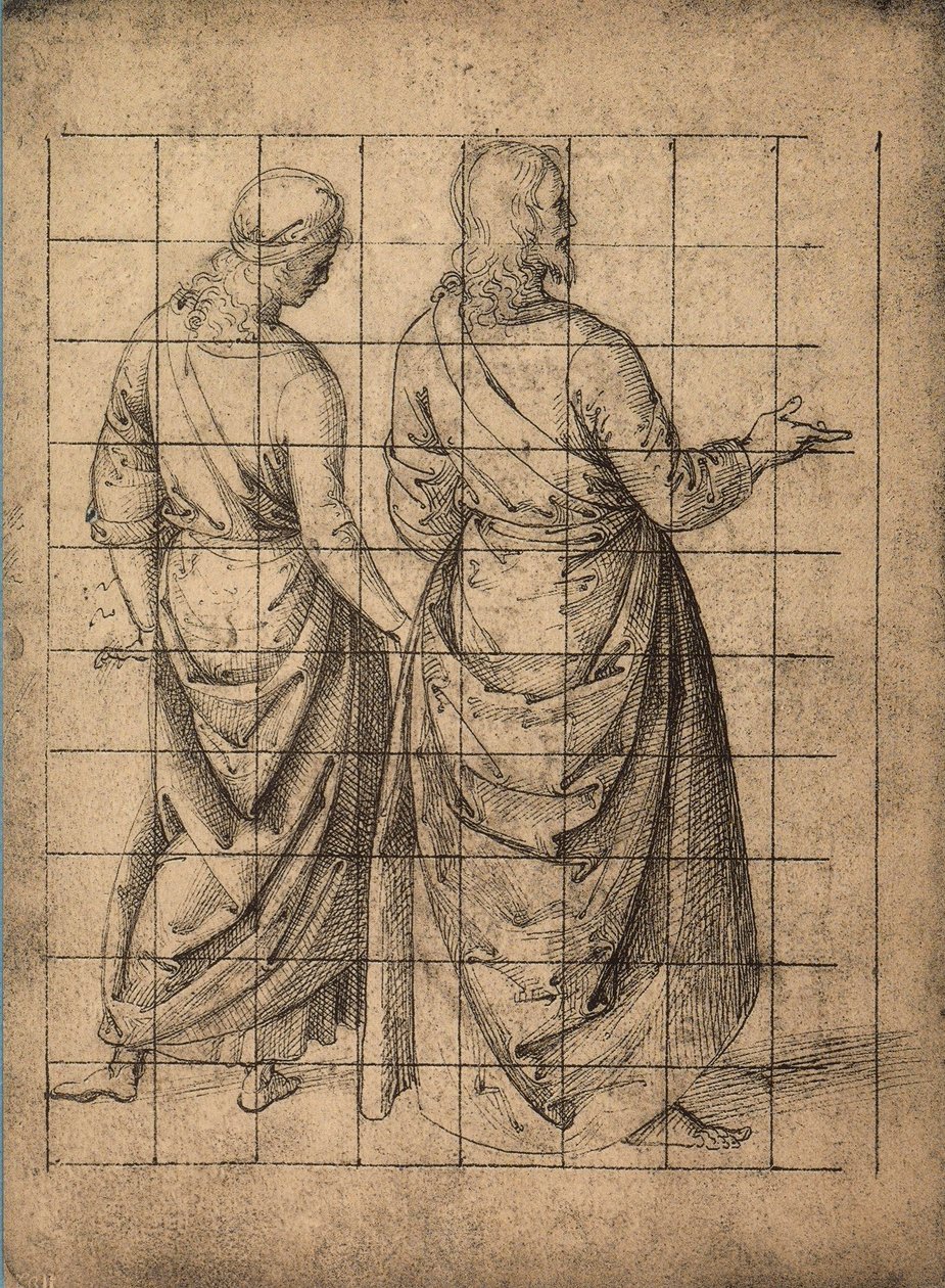 Mužské postavy, pohled zezadu; kresba od Raphaela. Gallerie dellAccademia, Benátky od Raffaello Sanzio Raphael