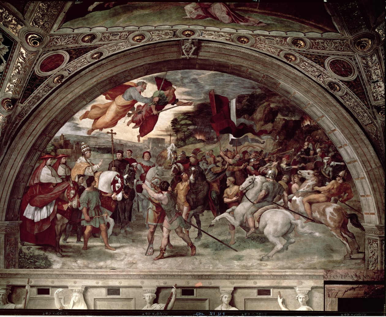 Papež Lev I. (asi 390-461) odpuzování Attily (asi 406-453) 1511-14 od Raffaello Sanzio Raphael
