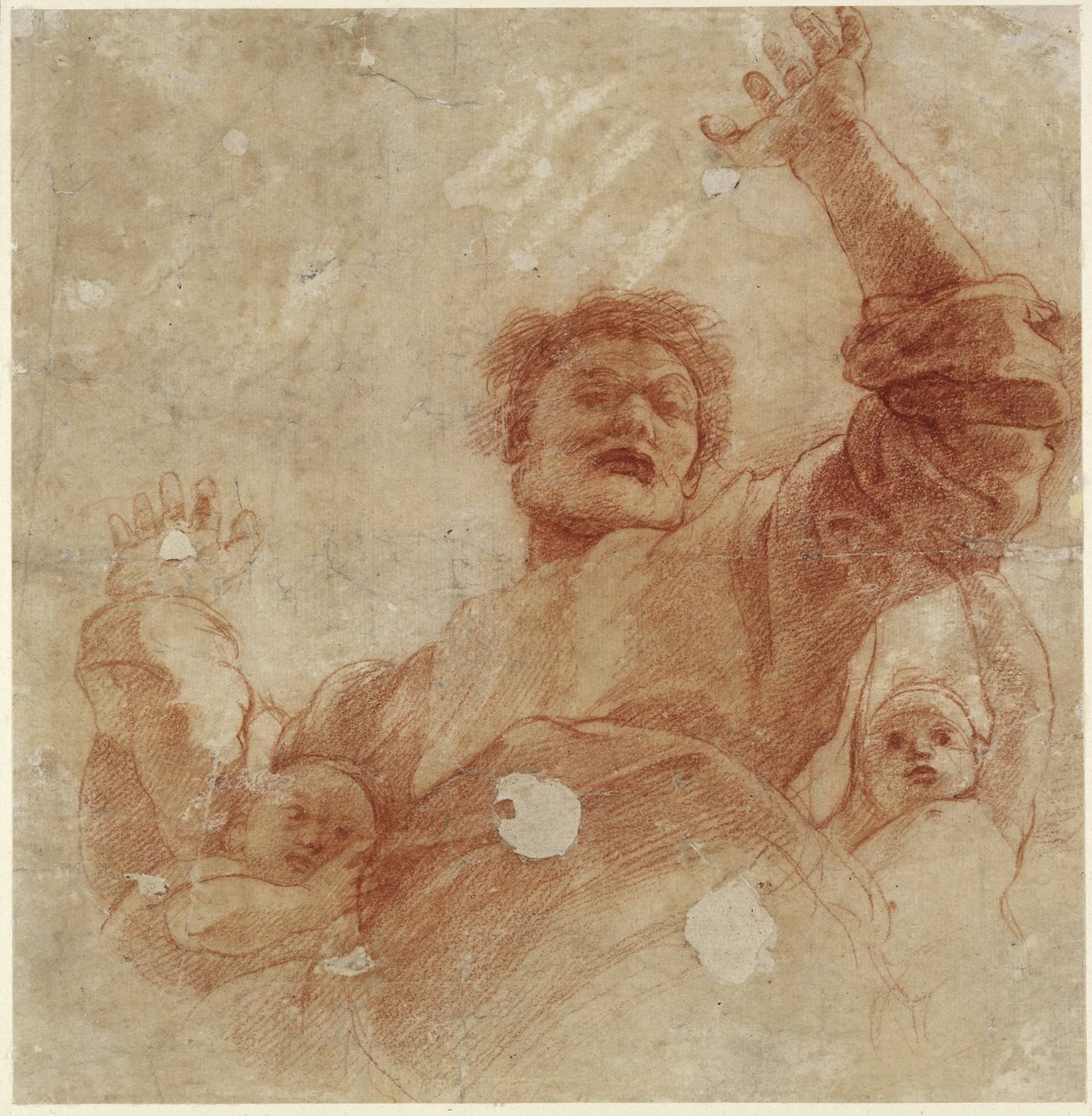Recto: Study for a Figure of the Almighty, WA1846.207 (červená křída přes slepý stylus) od Raffaello Sanzio Raphael
