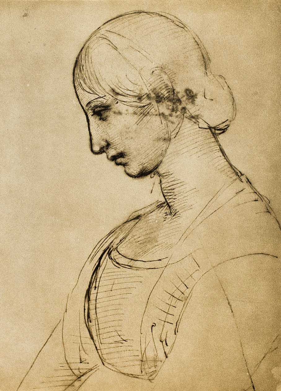Studie pro Magdalénu; kresba od Raphaela. Gabinetto dei Disegni e delle Stampe, Galerie Uffizi, Florencie od Raffaello Sanzio Raphael