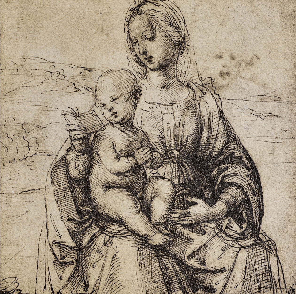 Studie pro pannu a dítě; kresba od Raphaela. Louvre, Paříž od Raffaello Sanzio Raphael
