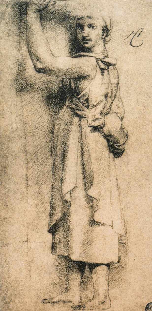 Studie pro karyatidu Camera di Eliodoro ve Vatikánu; kresba od Raphaela. Louvre, Paříž od Raffaello Sanzio Raphael