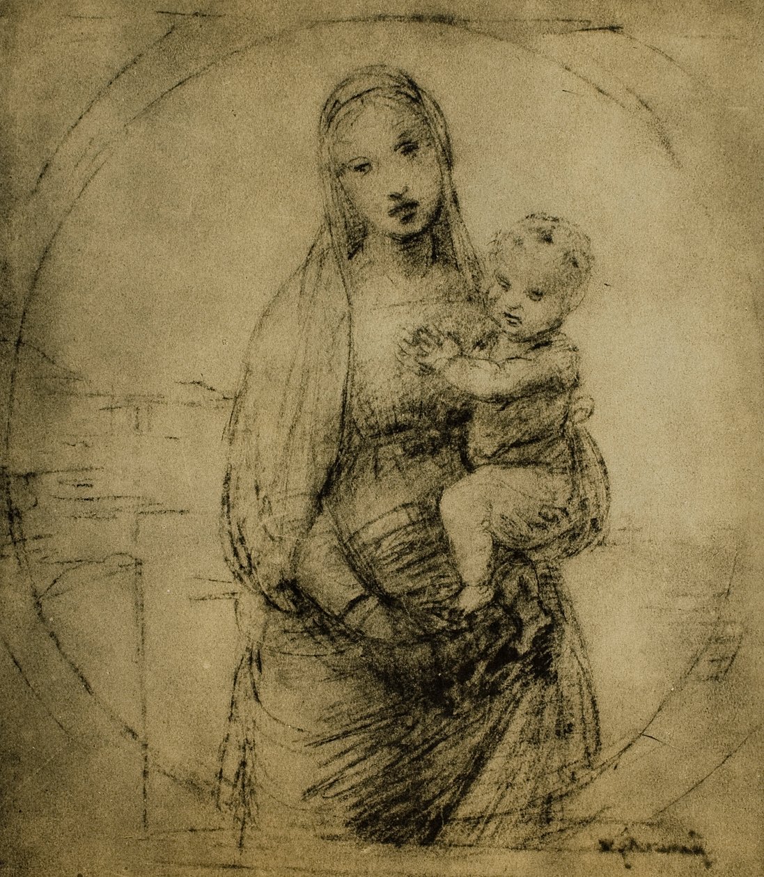 Studie k Madoně velkovévody, kresba Raphael. Gabinetto dei Disegni e delle Stampe, Galerie Uffizi, Florencie od Raffaello Sanzio Raphael