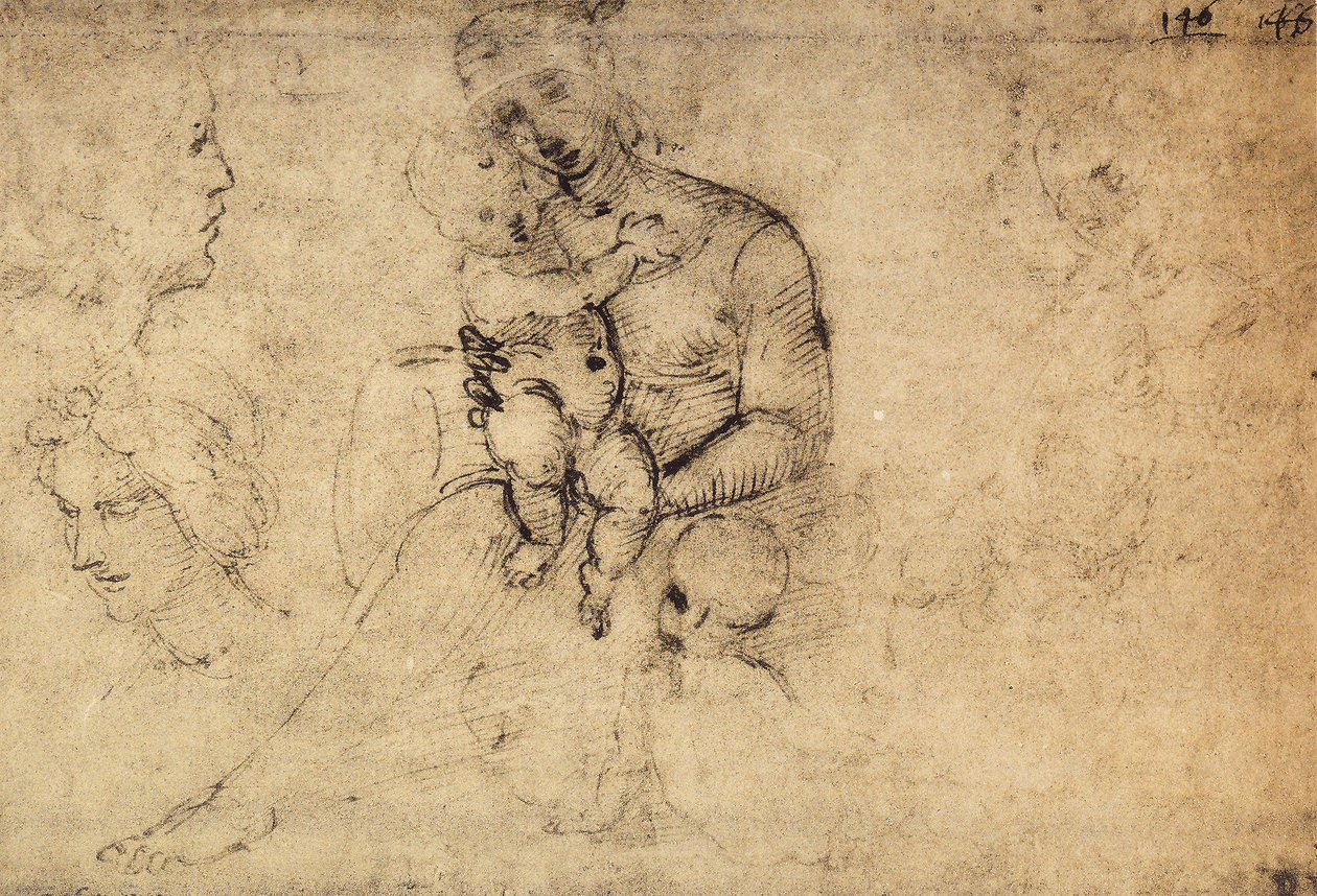Studie Madony s dítětem; kresba od Raphaela. Louvre, Paříž od Raffaello Sanzio Raphael
