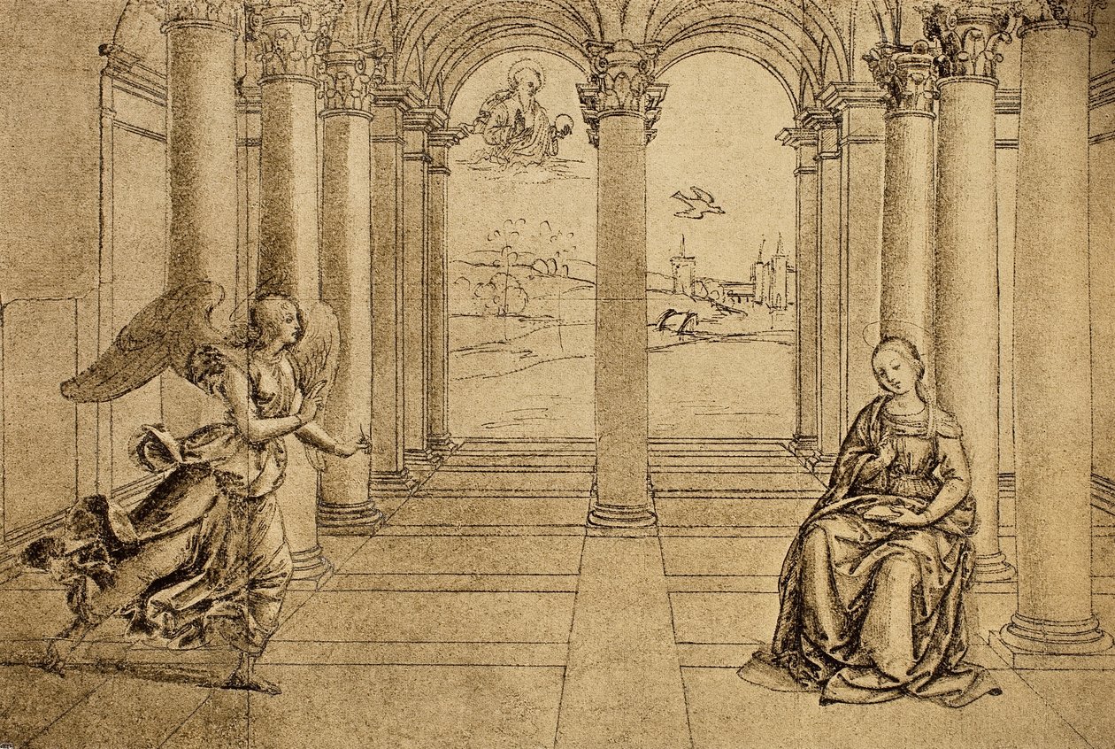 Zvěstování; kresba od Raphaela. Louvre, Paříž od Raffaello Sanzio Raphael