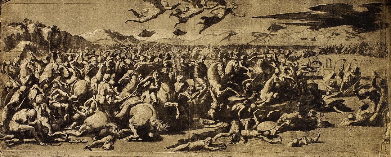 Bitva u Konstantina; kresba od Raphaela. Louvre, Paříž od Raffaello Sanzio Raphael