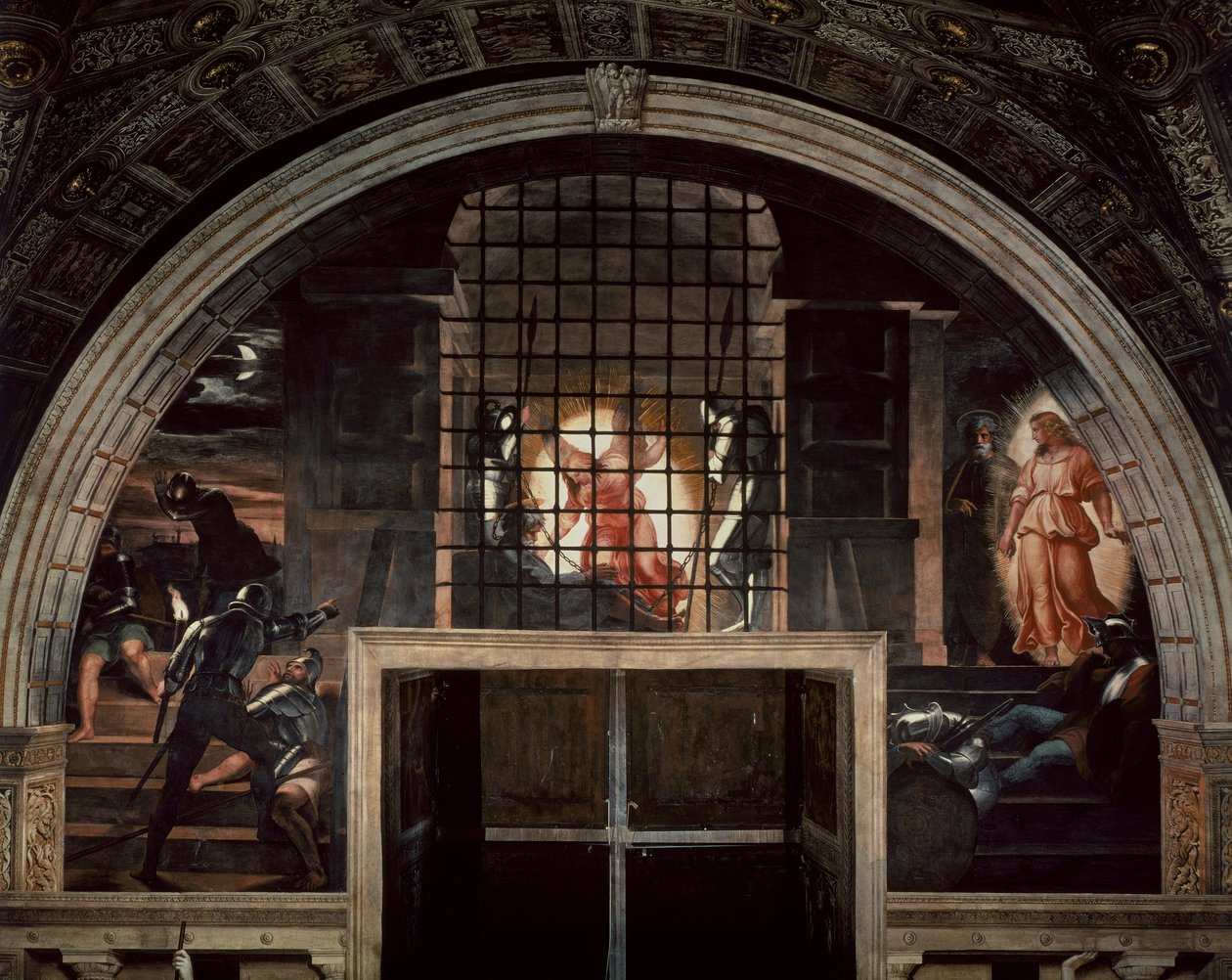 Osvobození svatého Petra, ve Stanza DEliodoro, 1512-14 od Raffaello Sanzio Raphael