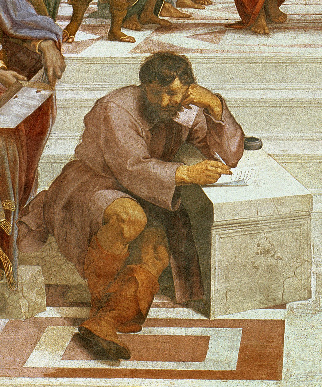 Athénská škola, detail postav na levé straně, 1510-11 (detail 87597) od Raffaello Sanzio Raphael