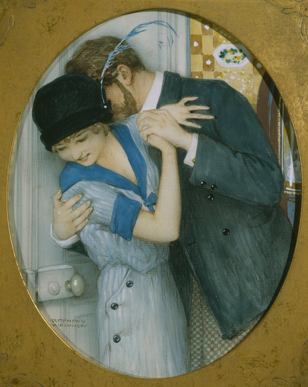 The Embrace (pastel a tužka a wc na papíře) od Raphael Kirchner