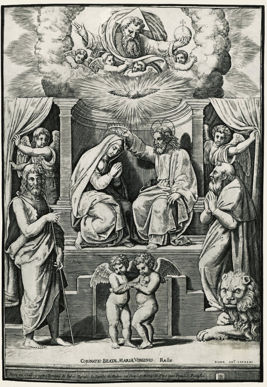 Korunovace Panny Marie za přítomnosti svatého Jana Křtitele a svatého Jeronýma od Raphael (1483 1520) (after)