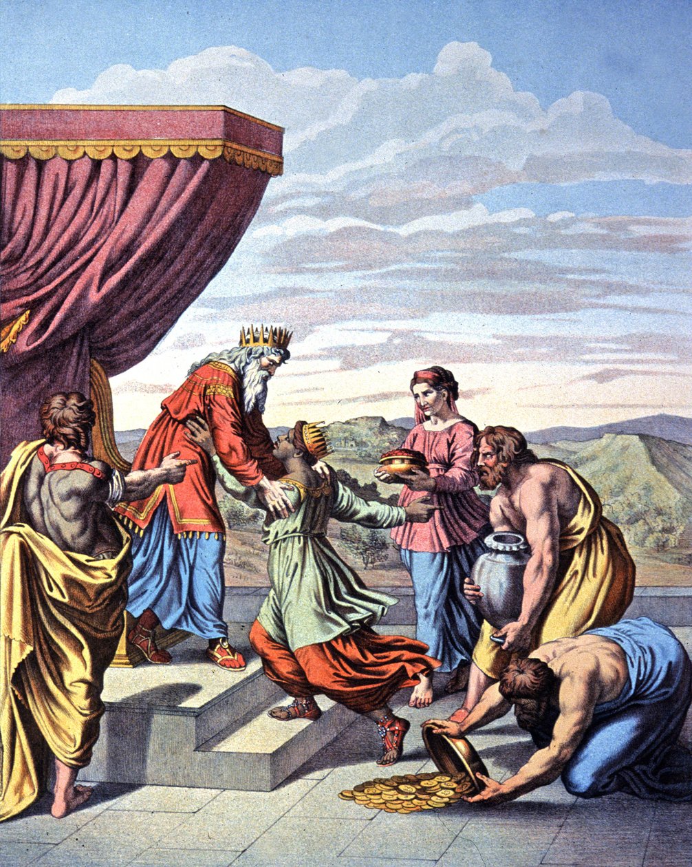 Saban kuningattaren ja Salomon kuninkaan tapaaminen, noin 1850 (litho) od Raphael (1483 1520) (after)