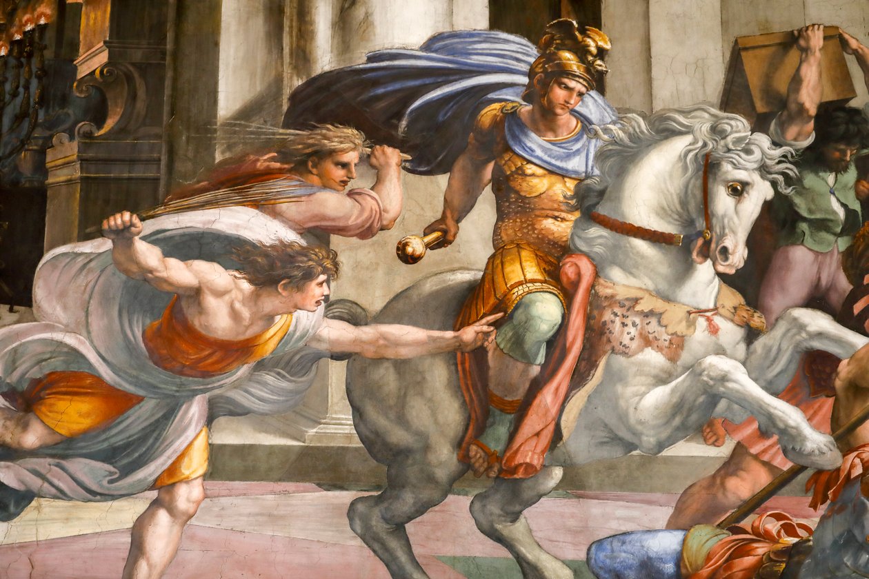 Vyhnání Heliodora z chrámu. 1511-1512 (freska) od Raphael