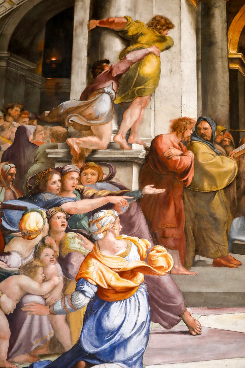 Vyhnání Heliodora z chrámu, detail. 1511-1512 (freska) od Raphael