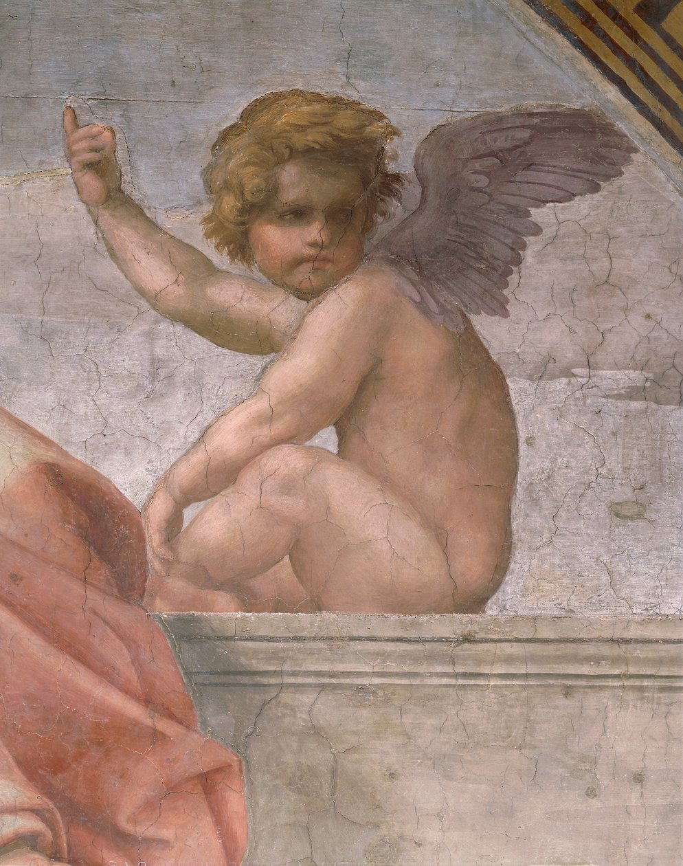 Putto zobrazující víru, detail kardinálních a teologických ctností a zákona od Raphael (1483 1520)