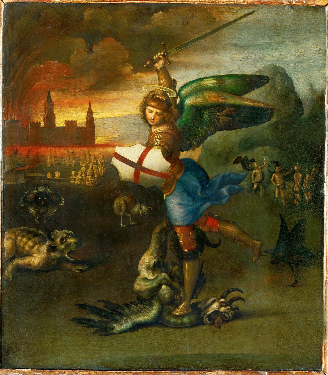 Svatý Michael. Namalováno pro Guidobalda Montefeltra, vévodu z Urbina... od Raphael (1483 1520)
