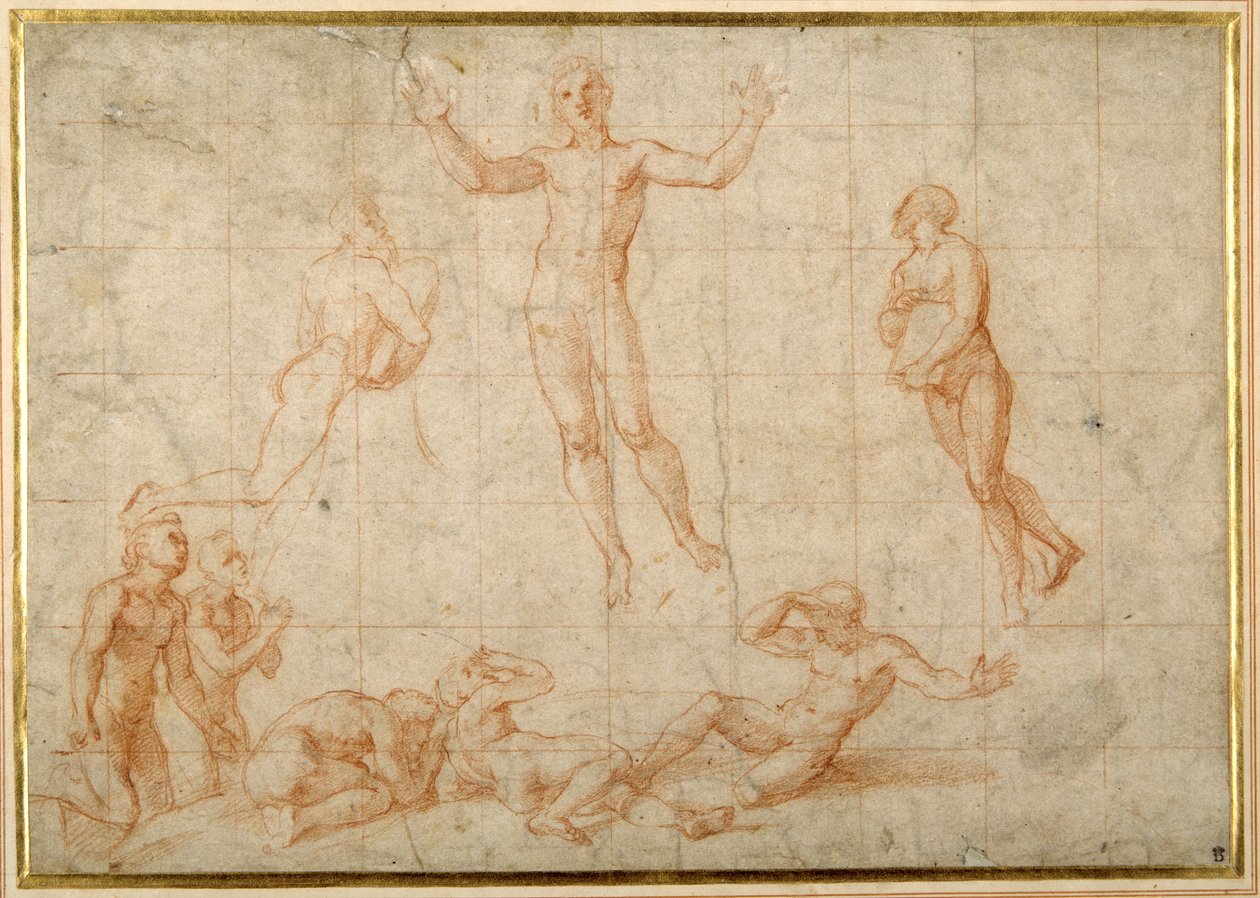 Studie k „Proměně“ (červená křída na papíře) od Raphael