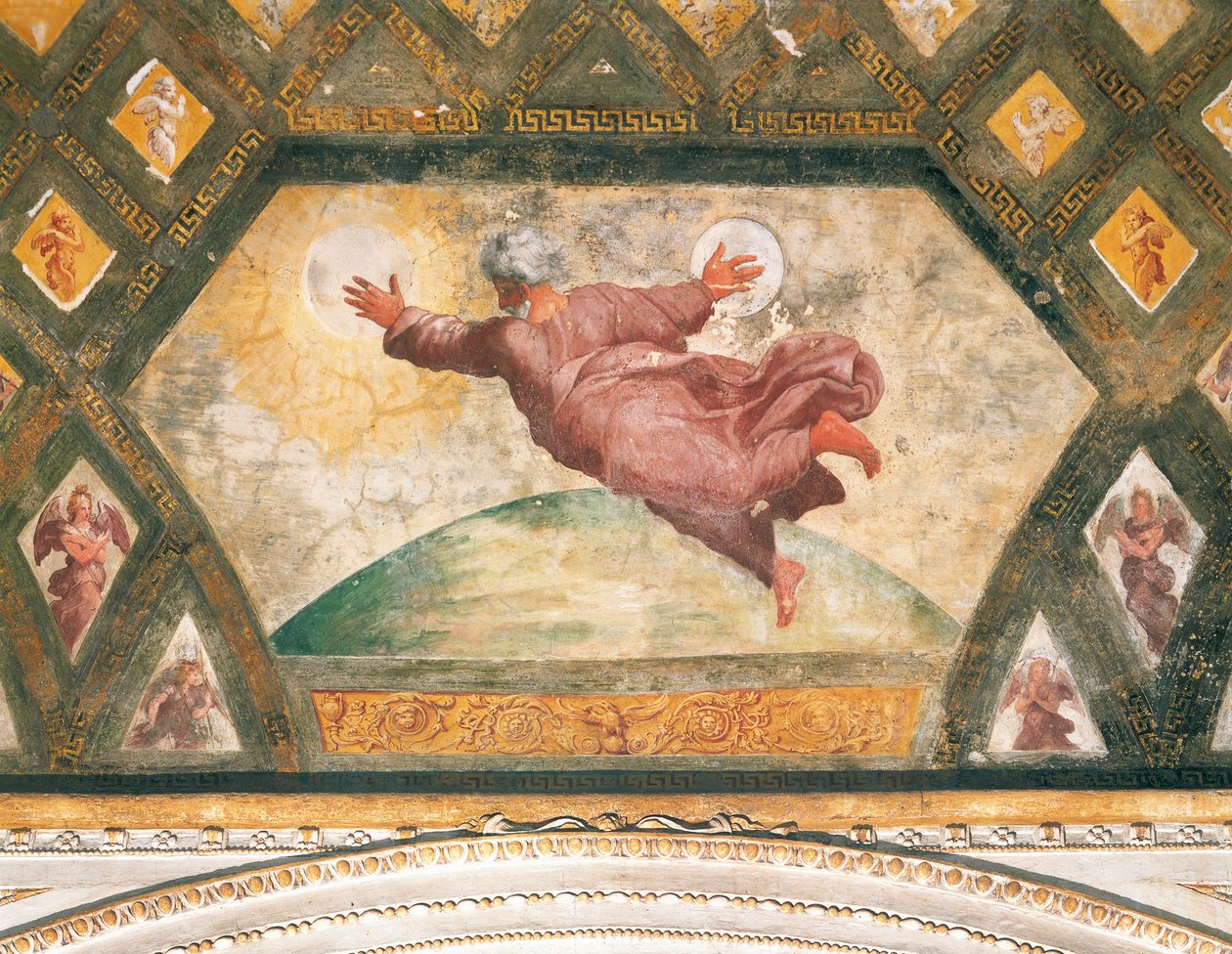 Stvoření Slunce a Měsíce, c.1518 (freska) od Raphael