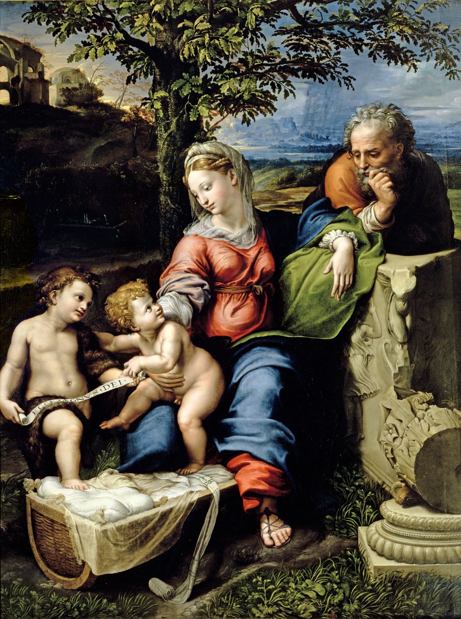 Svatá rodina z Dubu, kolem roku 1518 (olej na desce) od Raphael