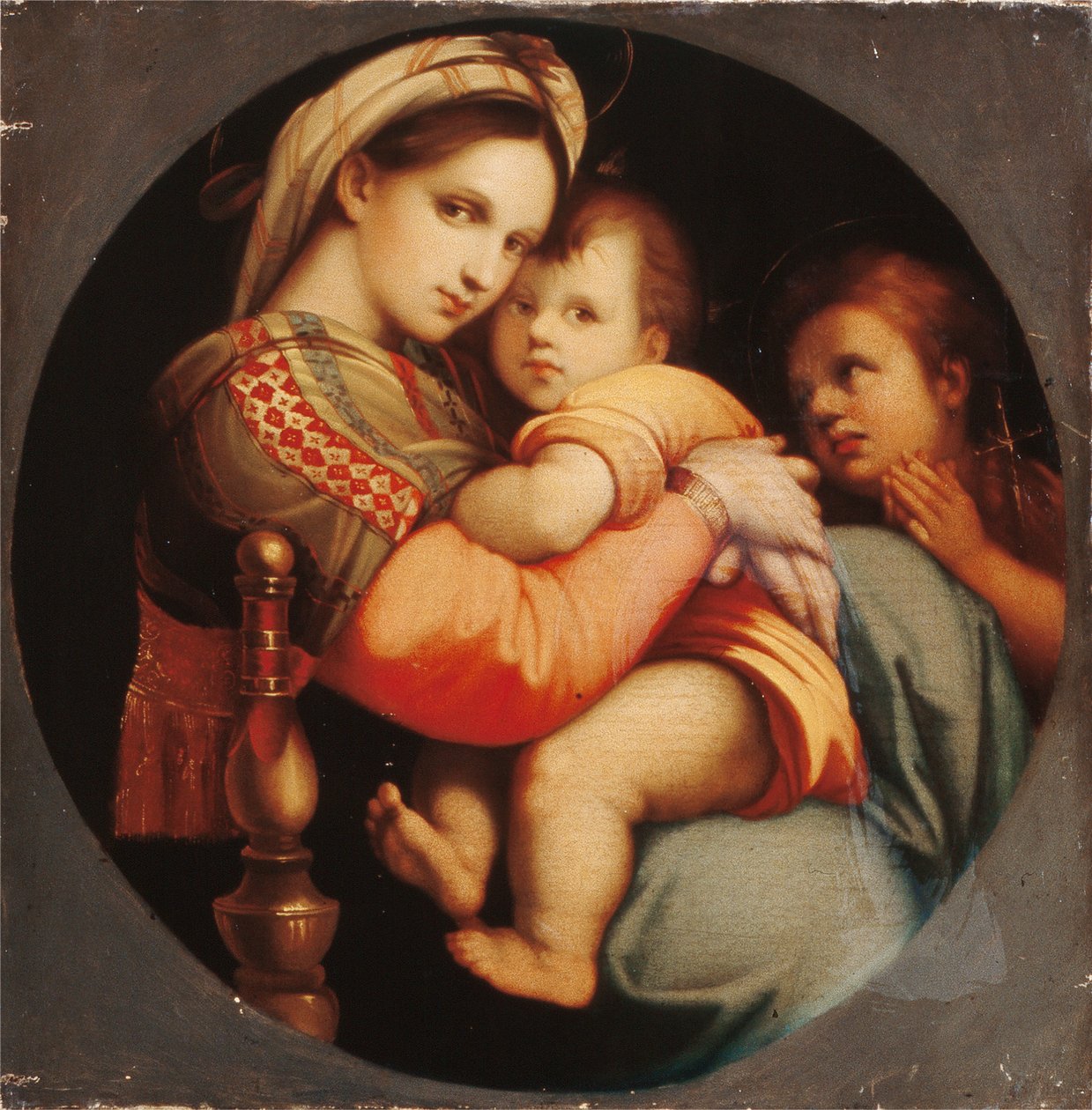 Madona na židli (olej na plátně) od Raphael (1483 1520) (after)