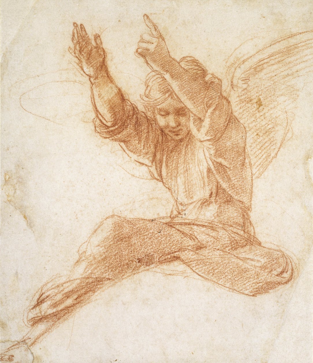 Anděl (červená křída na špinavě bílém papíře) od Raphael