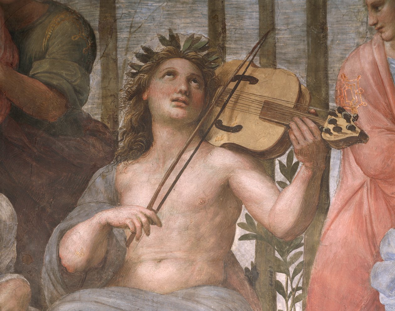 Apollo hrající na lyru, detail Parnasu od Raphael (1483 1520)