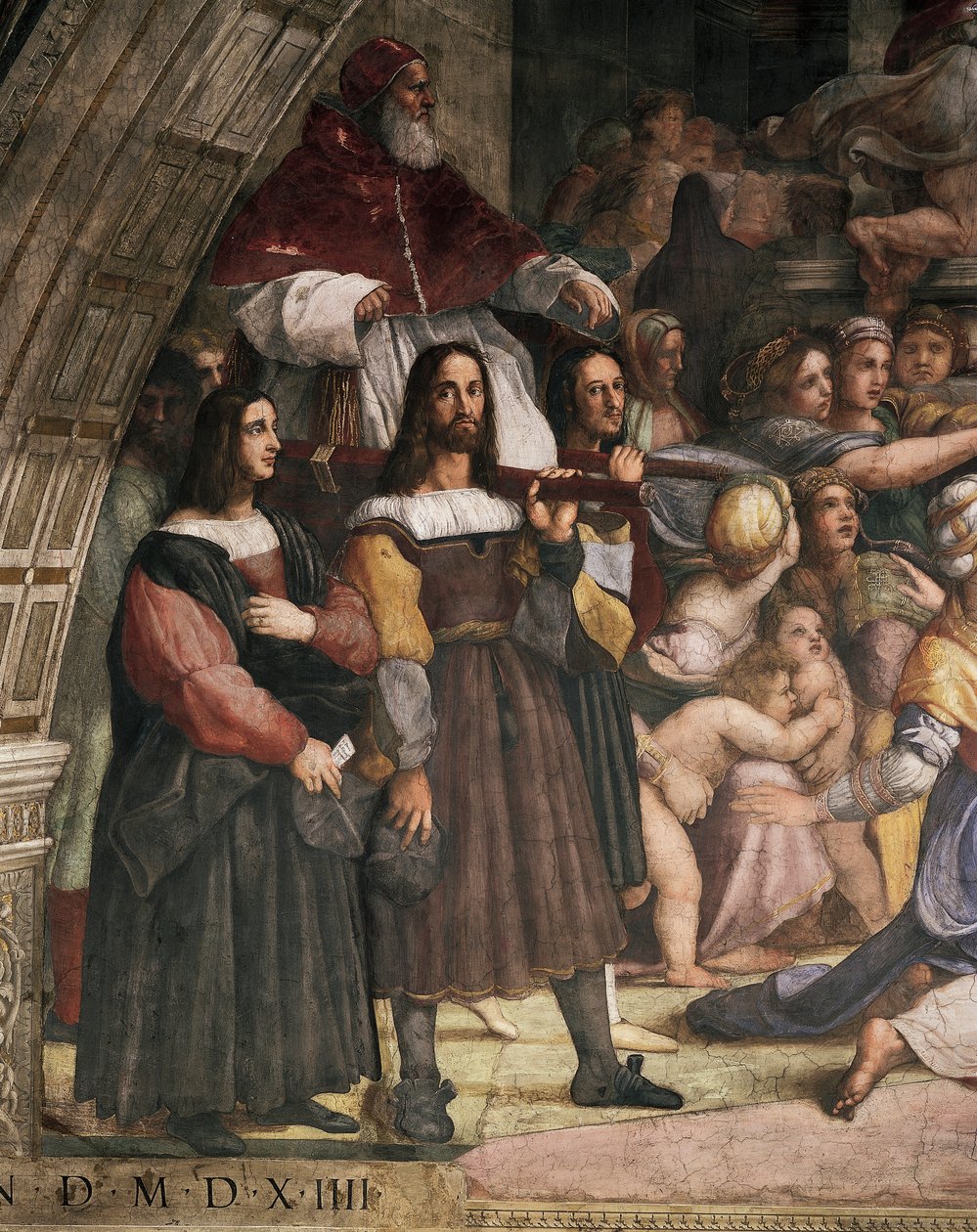 Židle nesoucí papeže Julia II., detail vyhnání Heliodora z chrámu od Raphael (1483-1520)