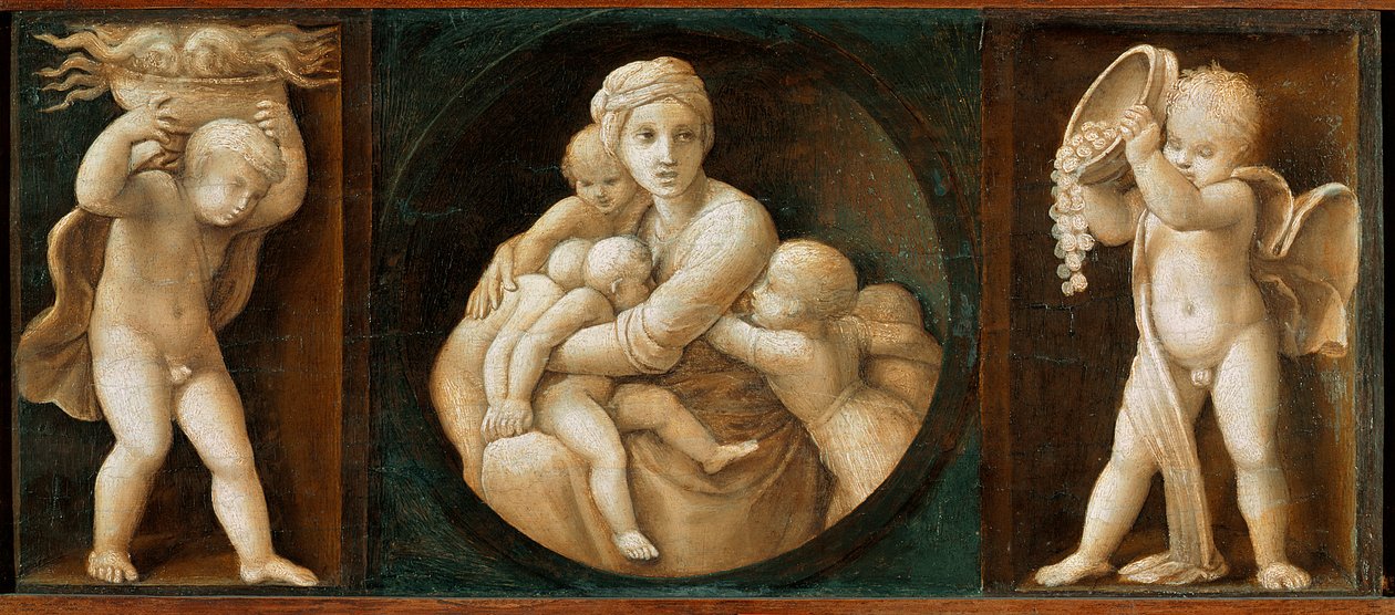 Charita, predella z Baglioniho oltářního obrazu od Raphael (1483 1520)