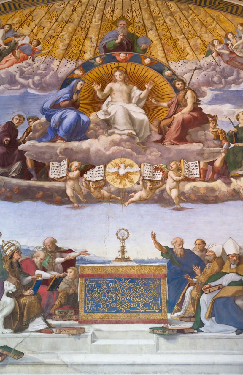 Detail disputace Nejsvětější svátosti, kolem 1509-10 (freska) od Raphael (1483 1520)