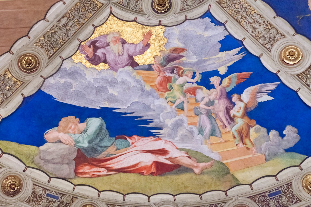Jacobův sen, strop sloky di Eliodoro, místnost Heliodora (freska) od Raphael (1483 1520)