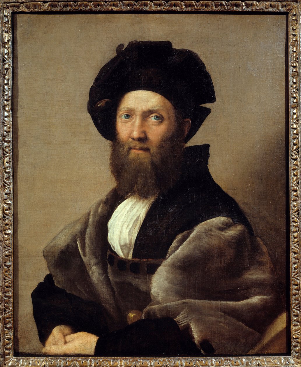 Portrét Balthazara (Baldassare) Castiglione (1478-1529) italský spisovatel a diplomat. Obraz Raffaello Sanzio dit Raphael (1483-1520) od Raphael
