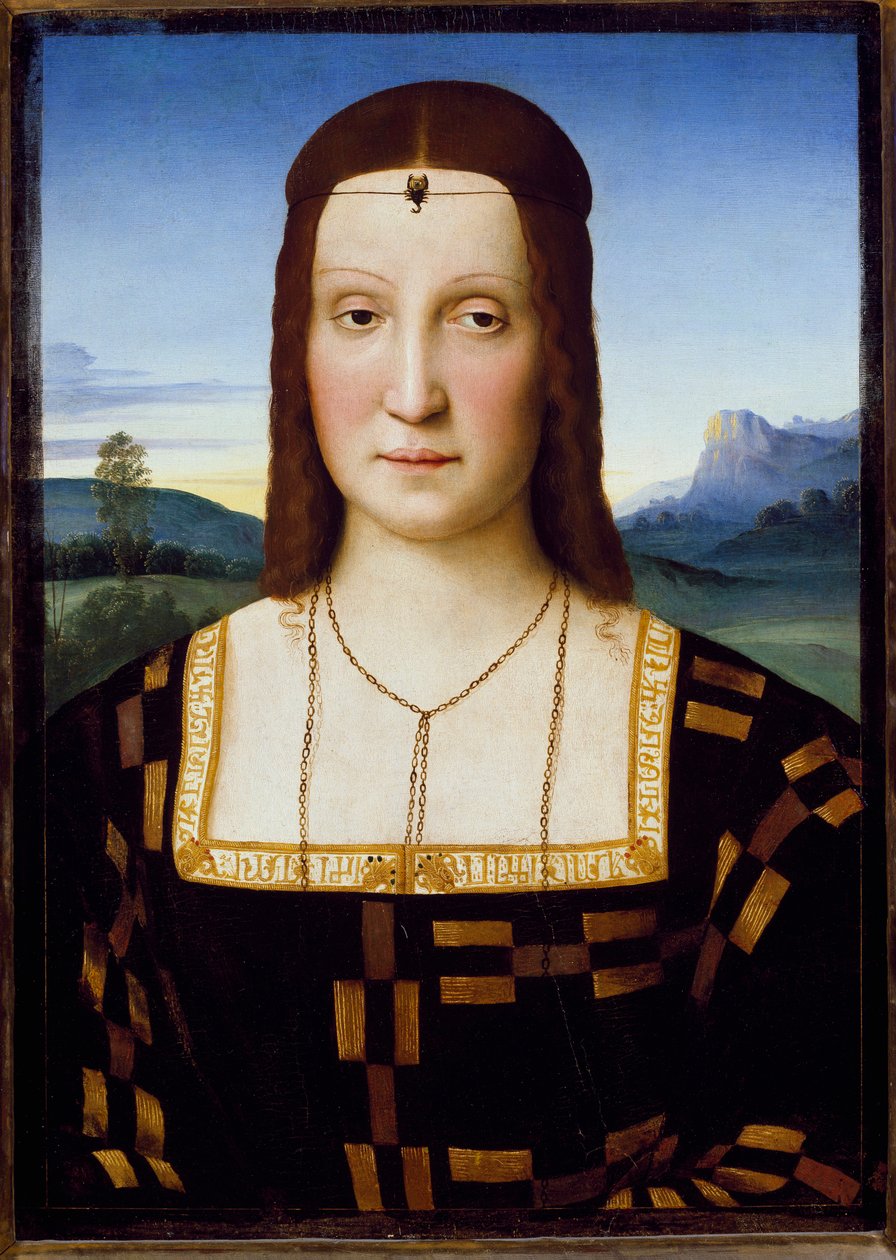 Portrét Elisabetty Gonzagaové, kolem 1504-1505 (olej na dřevě) od Raphael