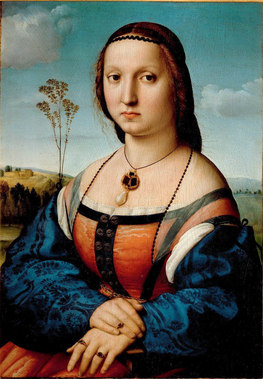Portrét Maddaleny Doni Malba Raffaello Sanzio dit Raphael (1483-1520) 1506 ne. 63x45 cm Florencie, Palazzo Pitti, Galleria Palatina od Raphael